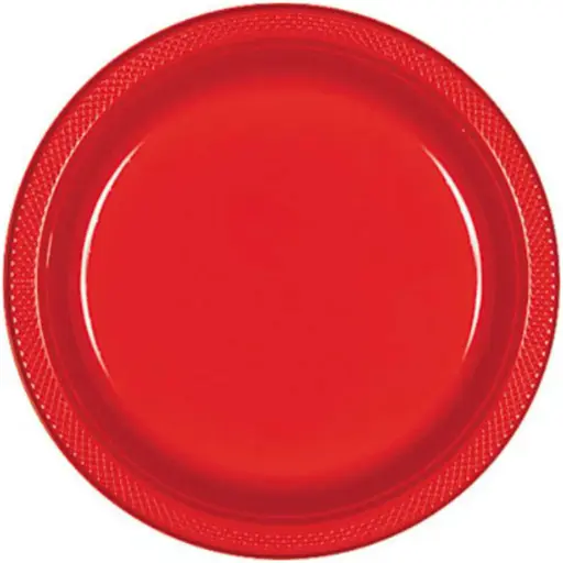 [43031.40] Round Plastic Plate 9 Inch - Red
