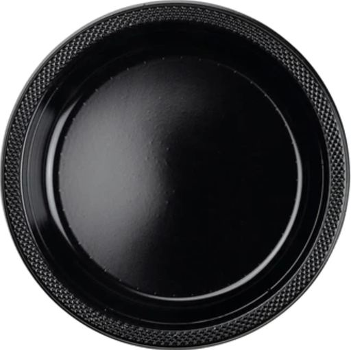 [43031.1] Round Plastic Plate 9 Inch - Black - 20 pcs