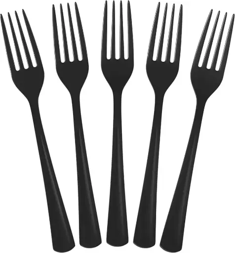 [8000.10] Jet Black Plastic Fork - 20 pcs 