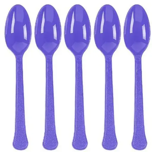 [8001.25/ 8001.106] Purple Heavy Weight Plastic Spoon - 20 Pcs