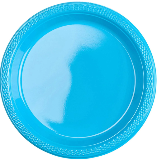 [43030.54] Caribbean Blue Plastic Plate 7 Inch - 20 Pcs