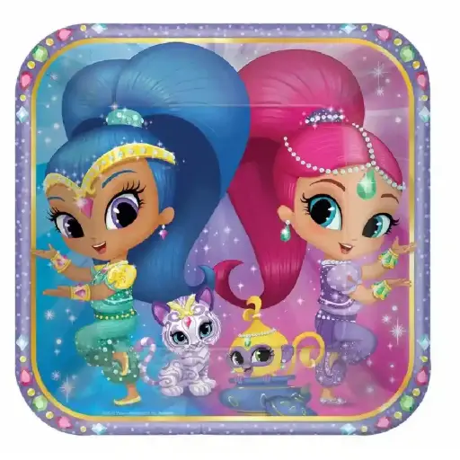 [551653] Shimmer and Shine Paper Square Plate 9in 8pcs