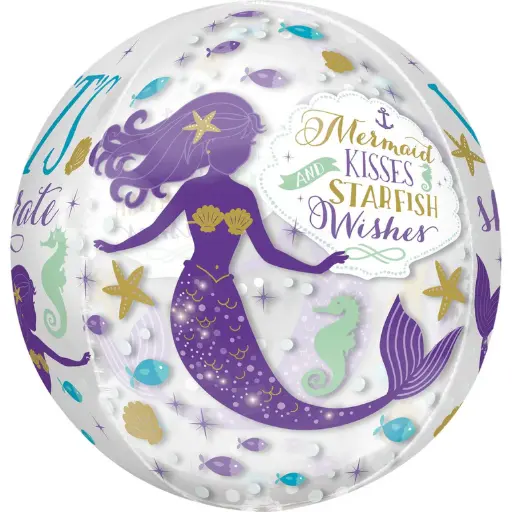 [3786501] Mermaid Wishes Clear Orbz Foil Balloon 38x40cm
