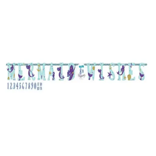 [121975] Mermaid Wishes Jumbo Add-An-Age Letter Banner