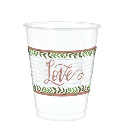 [420156] Love And Leaves Plastic Cups 25pcs