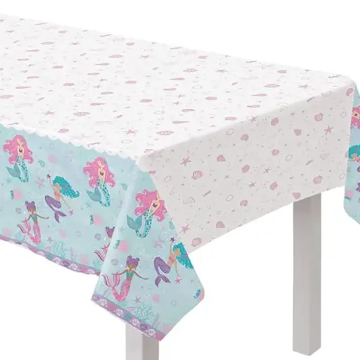 [572725] Shimmering Mermaids Plastic Table Cover - 54" x 96" (1 Piece)