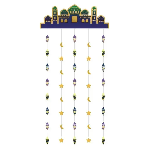 [243654] Mosque Moon & Star Door Curtain 6x3ft