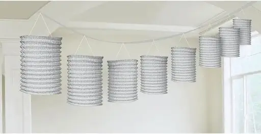 [22055.18] Silver Paper Lantern Garland 12ft