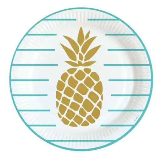 [9903307] Pineapples Vibes Paper Plates 9in, 8pcs