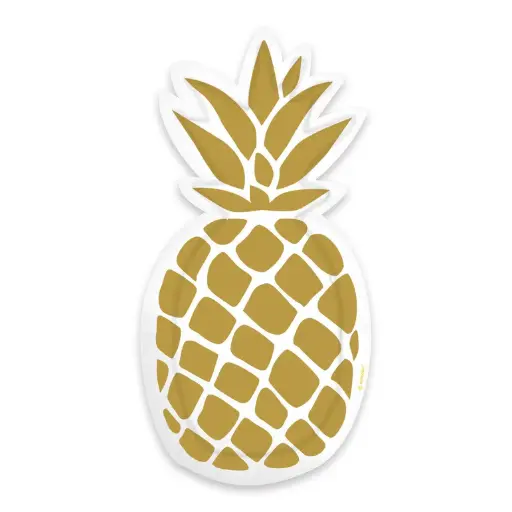 [9903308] Pineapple Vibes Formshaped Paper Plates 7in, 6pcs