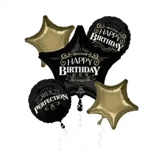 [4477601] Aged To Perfection Foil Balloon Bouquet 5 pcs 
