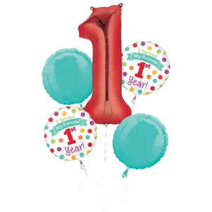 [3608301] Baby's 1st Year Balloon Bouquet 5 pcs