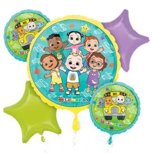 [4362401] Cocomelon Foil Balloon Bouquet – 5 pcs