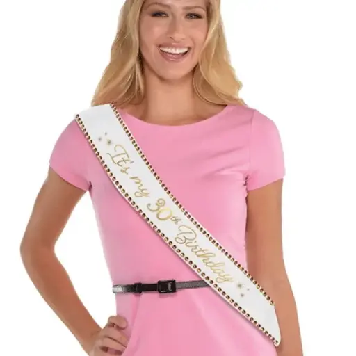 [342767] 30th Birthday Sash – Golden Age Party Accessory