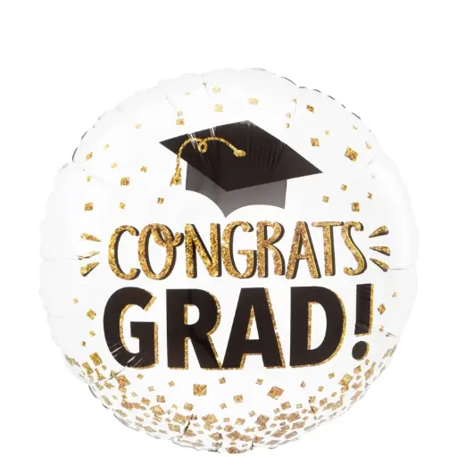 [4421301] Congrats Grad Gold Glitter Foil Balloon 45cm