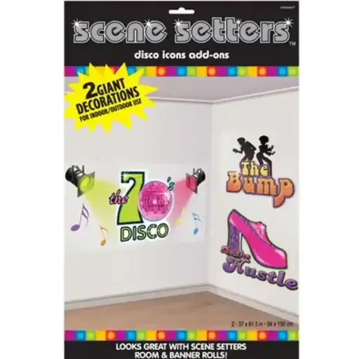 [679812] Disco Scene Setter – 70s Party Wall Signs Decor (2pcs)