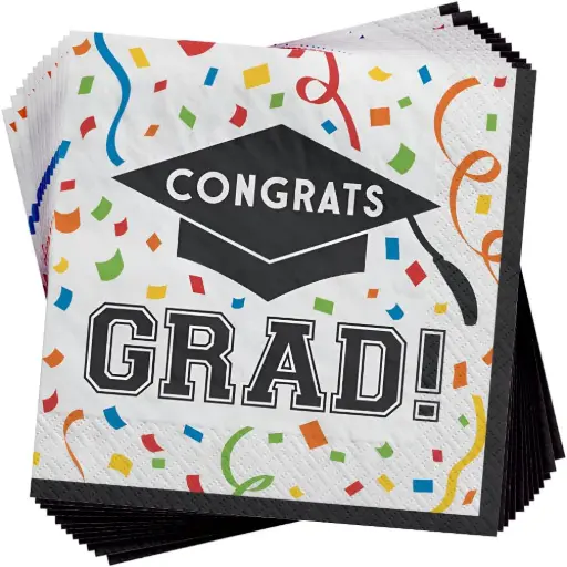 [00055759/98028161] Congrats Grad No More Books Beverage Napkins 16ct