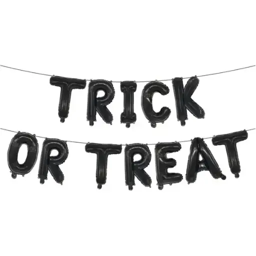 [66060] Black Trick or Treat Foil Balloon Letter Banner