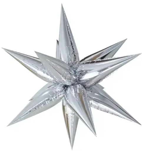 [100000012717/27129] Silver Exploding Star Foil Balloon 12pcs