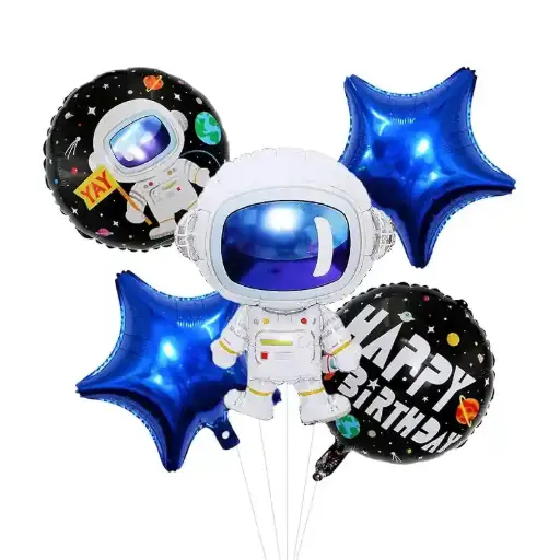 [T-133] Astronaut Birthday Balloon 5 pcs
