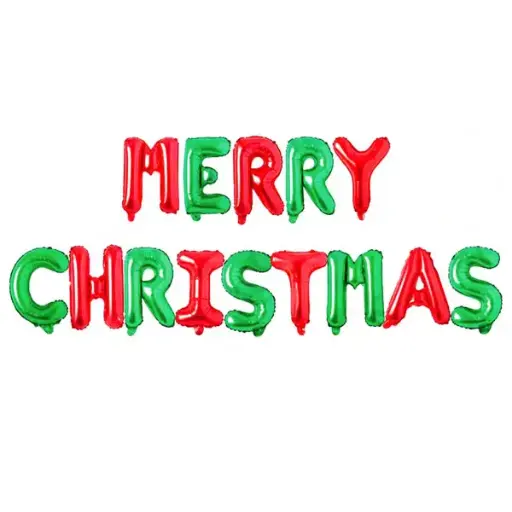 [13773/T-117] Red and Green Merry Christmas Balloon Letter Banner - 17 Inch 