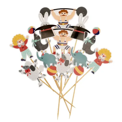 [56242] Circus Cake Topper Set 12 pcs