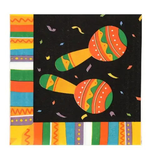 [56401] Fiesta Maracas Party Paper Napkins - 16 pcs
