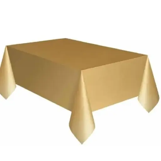 [56425] GOLD  Plastic Plastic Rectangular Table Cover 54 x 108 in