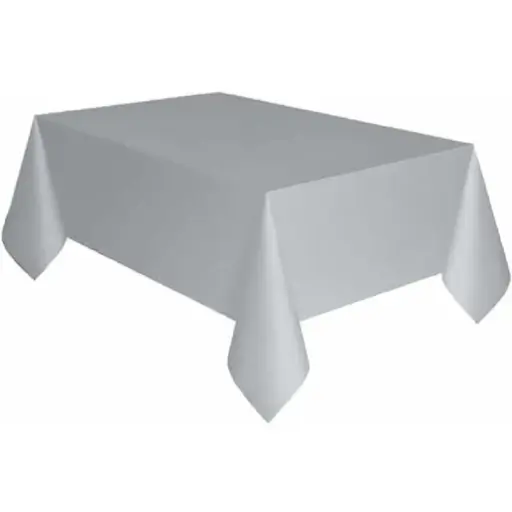 [56427] Silver Plastic Rectangular Table Cover 54 x 108 in