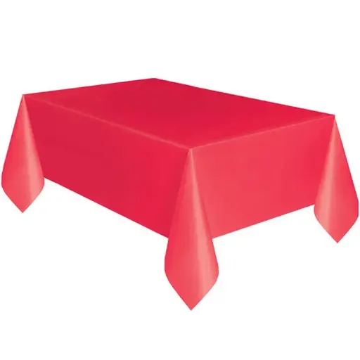 [56434] Apple Red Plastic Rectangular Table Cover 54 x 108 in