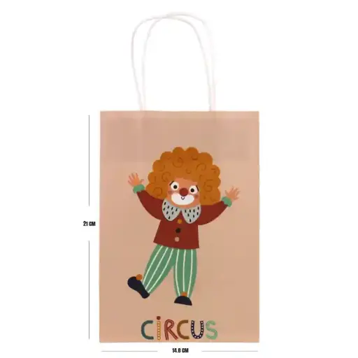 [56247] Circus Party Bag – Clown Print Paper Loot Bag - 6 pcs