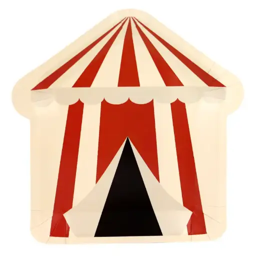 [56233] Circus Tent Shaped Paper Plates 9 Inch – 8 Pcs