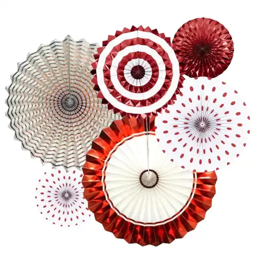 [56829] Paper Fans - Rose Gold 6 Pcs