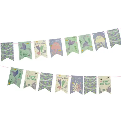 [00056625] Mermaid Happy Birthday Banner 4.5 M