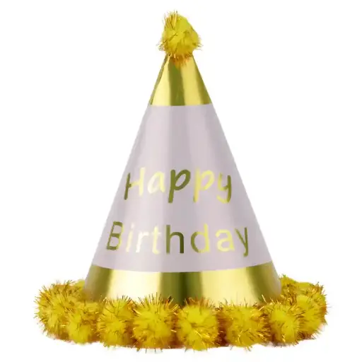 [56952] Gold Birthday Party Hat – 18 cm