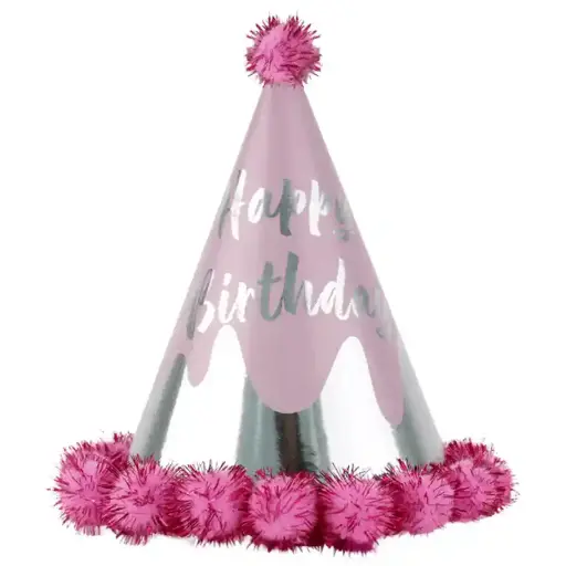 [56968] Pink Birthday Cone Hat – 18 cm