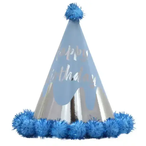 [56971] Metallic Blue Birthday Hat – 18 cm