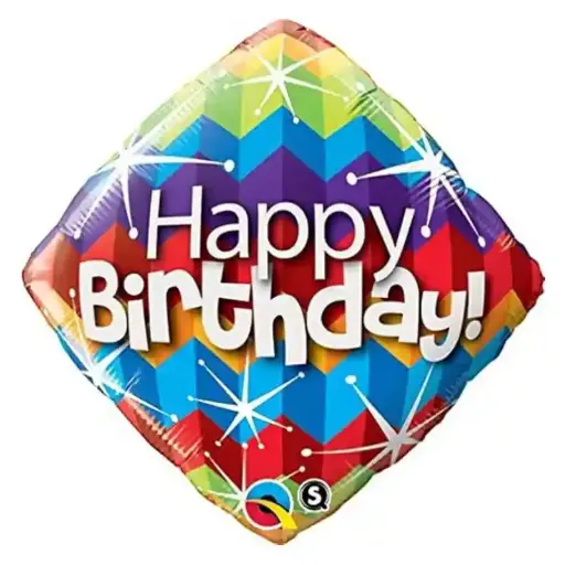 [00057031/P-274] Rainbow Geometric Happy Birthday Square Foil Balloon