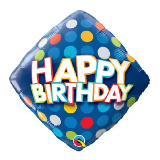 [00057029] Blue Polka Dot Happy Birthday Square Foil Balloon