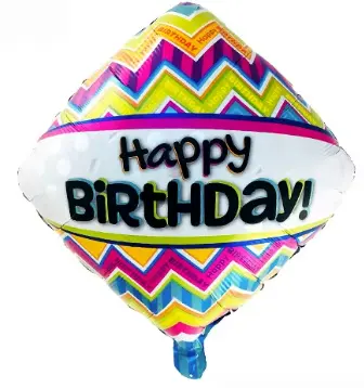 [P-276] Rainbow Chevron Happy Birthday Foil Balloon