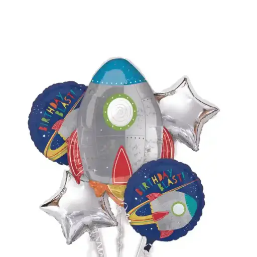 [T-132-A] Spaceship Outer Space Birthday Blast Astronaut Rocket Balloon,5pcs 