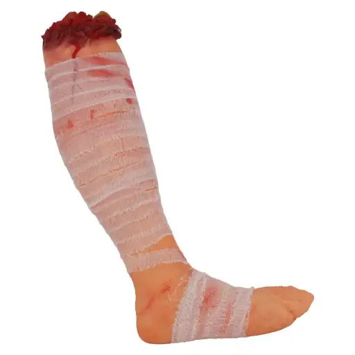[00057296] Bloody Severed Leg Prop – Realistic Halloween Horror Decoration