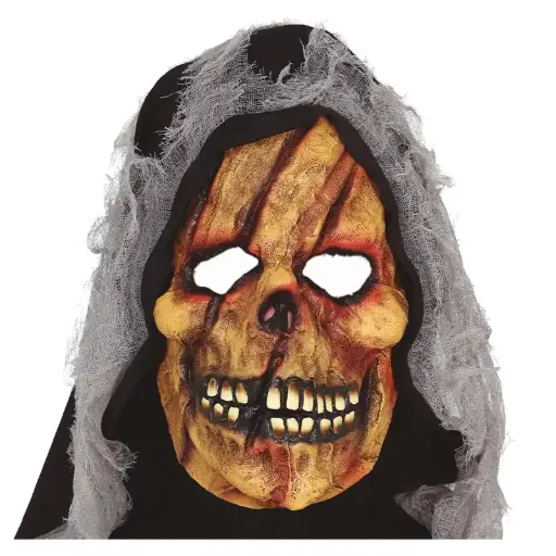 [00057407] Evil Skull Mask with Hood – Horror Halloween Costume Accessory