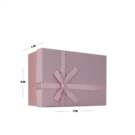 [00057695] Pink Matte Gift Box with Ribbon – 17 x 10 x 6 cm