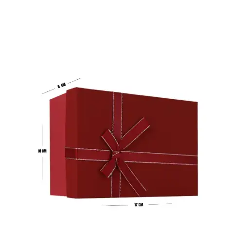 [00057697] Red Matte Gift Box with Ribbon – 17 x 10 x 6 cm