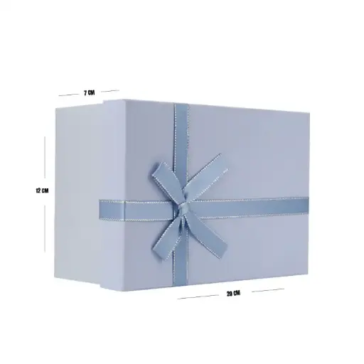[00057703] Baby Blue Matte Gift Box with Ribbon – 20 x 12 x 7 cm