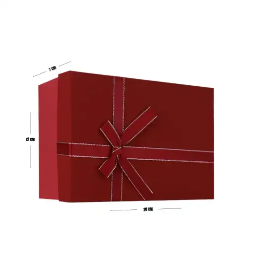 [00057707] Red Matte Gift Box with Ribbon – 20 x 12 x 7 cm