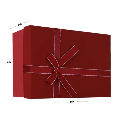 [00057719] Red Matte Gift Box with Ribbon – 22 x 14 x 9 cm
