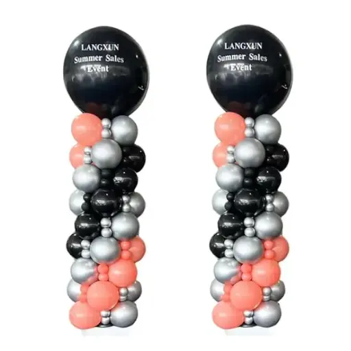 Balloon Pillars with Message Printed Balloon Topper 2 pcs