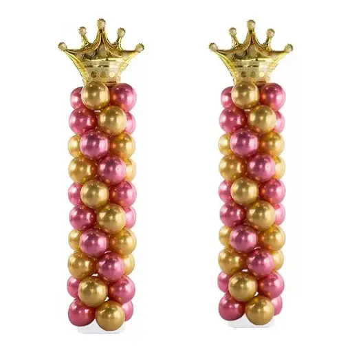 Balloon Pillars with Crown-Shaped Foil Balloon Topper 2 pcs